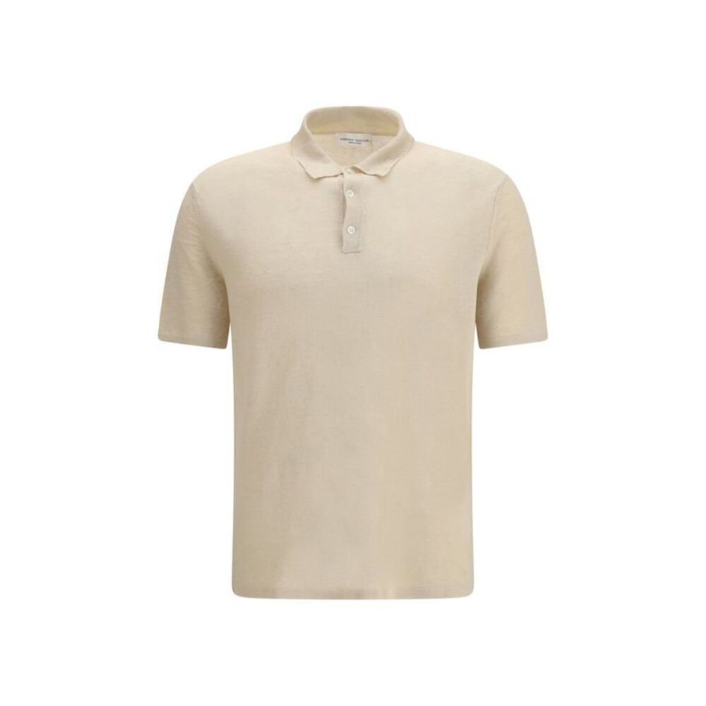 Roberto Collina Beige Linen Polo Men's Shirt